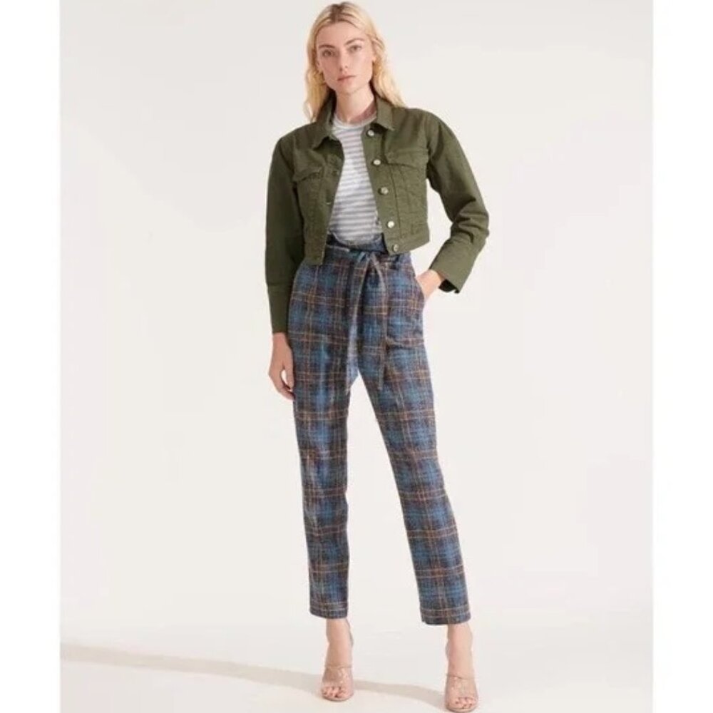 VERONICA BEARD NWOT "Grace and Franki" Mallory’s Blue Plad Tweed Trousers Size10